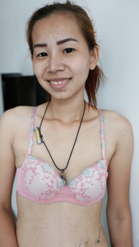 Petite Asian girl May H strips at the casting and gets her hairy cunt dicked